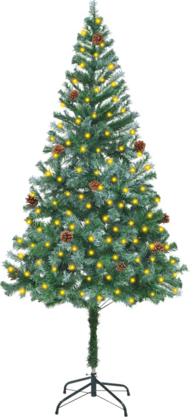 Forhåndsbelyst kunstig juletre med kongler 180 cm