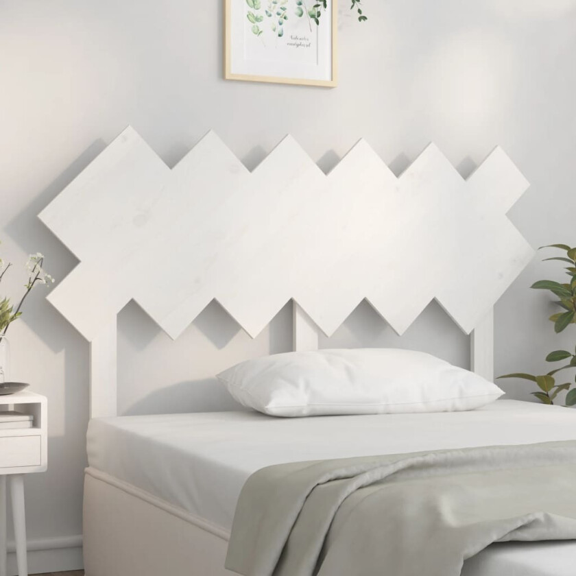 Sengegavl hvit 132x3x81 cm heltre furu