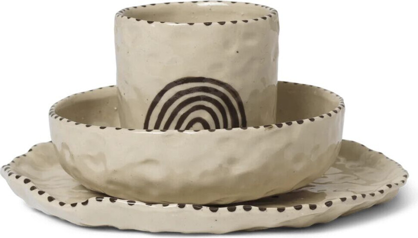 ferm LIVING Naive barneservise 3 deler Red brown