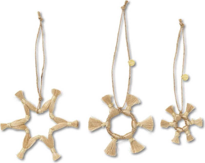 Jute Stars juletreanheng 3 deler Natural