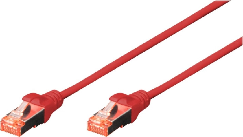 - Koblingskabel - Rj-45 (Hann) Til Rj-45 (Hann) - 50 Cm - Sftp - Cat 6 - Med Støvel, Halogenfri, Uten Hindringer - Rød, Ral 3020