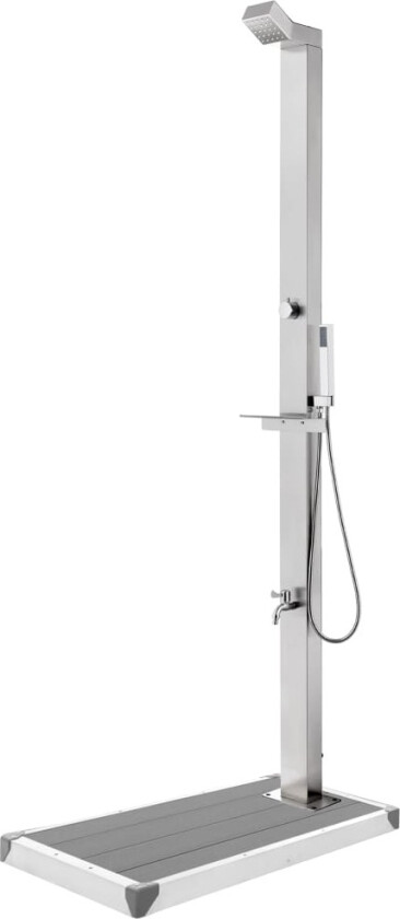 Hagedusj med grått dusjbrett 225 cm rustfritt stål