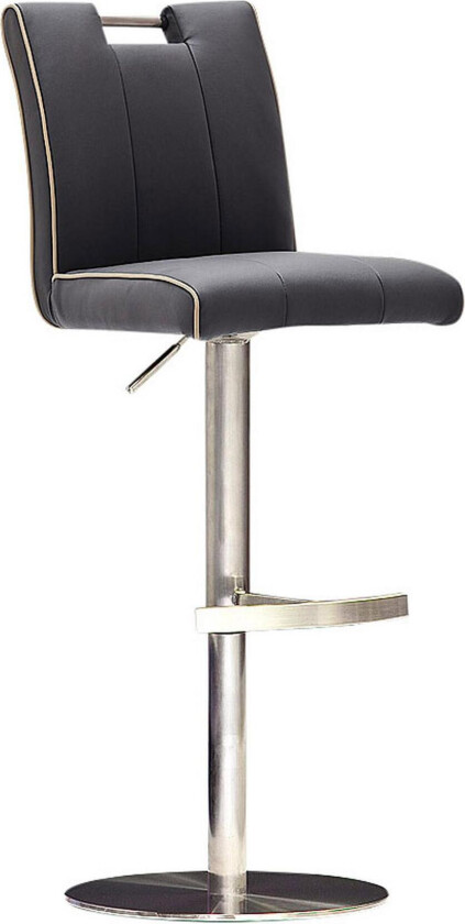 Navajo Barstol Rund Fot Kunstlær - Svart/Stål