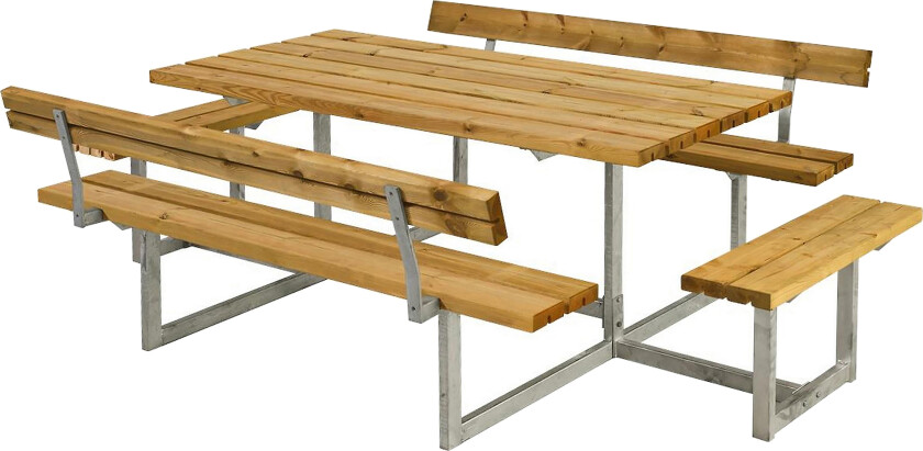 Basic bord- og benkesett med 2 ryggstøtter + 2 påbygginger -