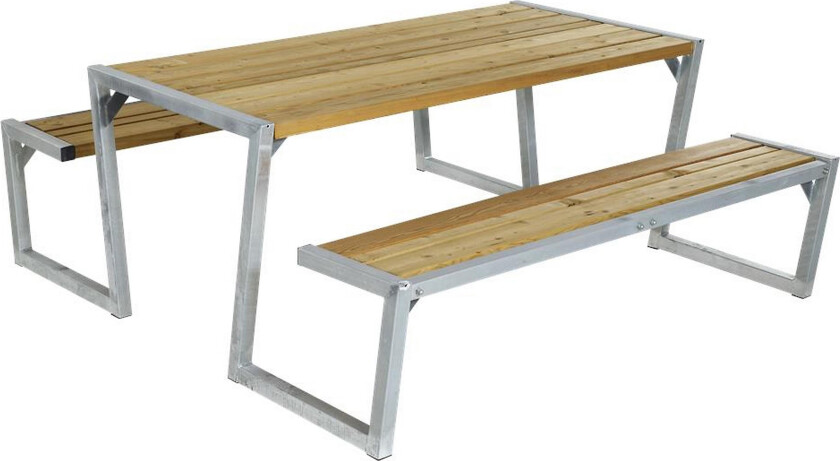 Zigma Piknikbord med Benk 1 Ryggstøtte - Naturell