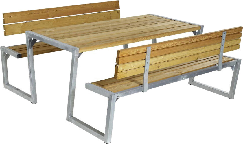 Zigma Piknikbord med Benk 2 Ryggstøtte - Naturell