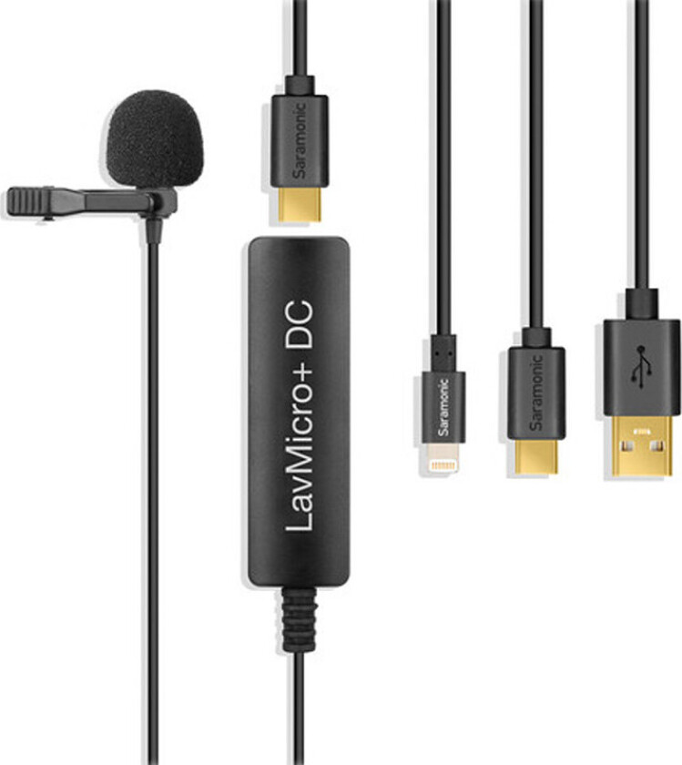 Saramonic LavMicro+DC Lavalier-mikrofon - USB-C, USB-A, Lightning