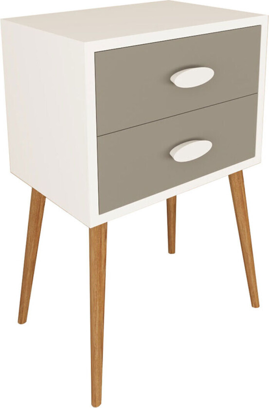 SingolXXL nattbord 2 skuffer antracitt, hvit.