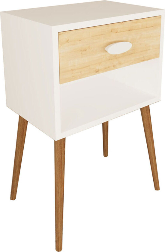 SingolXL nattbord 1 skuff eik dekor, hvit.