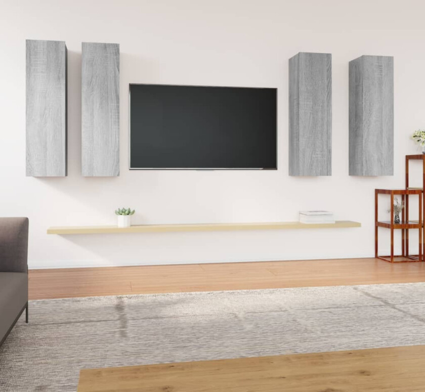TV-benker 4 stk grå sonoma 30,5x30x110 cm konstruert tre