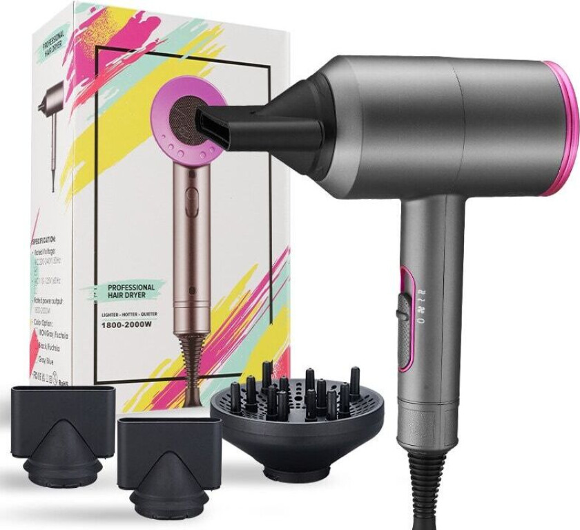 Hårføner med diffusor og konsentrator 5 hastigheter 2000W