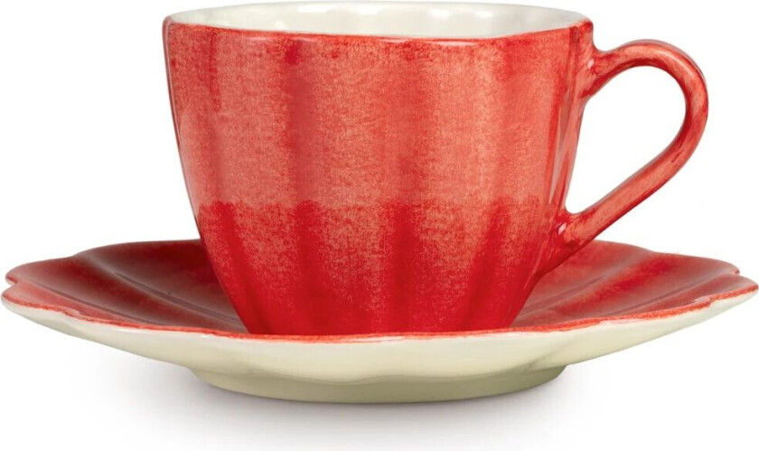 Oyster kopp med fat 25 cl Rød