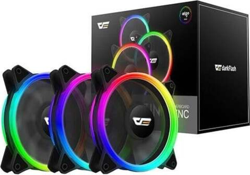 Computer Fan Set ARGB DR12 Pro 3in1 120x120 (black) - Kabinettvifte - 120mm - Svart - 16 dBA