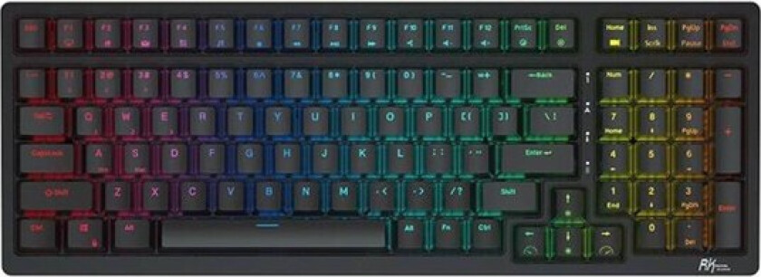 Wireless mechanical keyboard RK98 RGB Brown switch (black) - Gamingtastatur - Svart