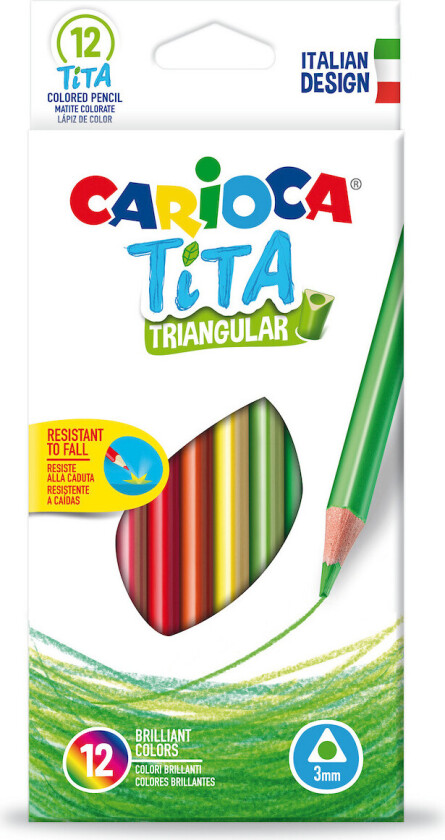 Bilde av Carioca fargeblyanter - 3 mm, trekantet - 12 farger