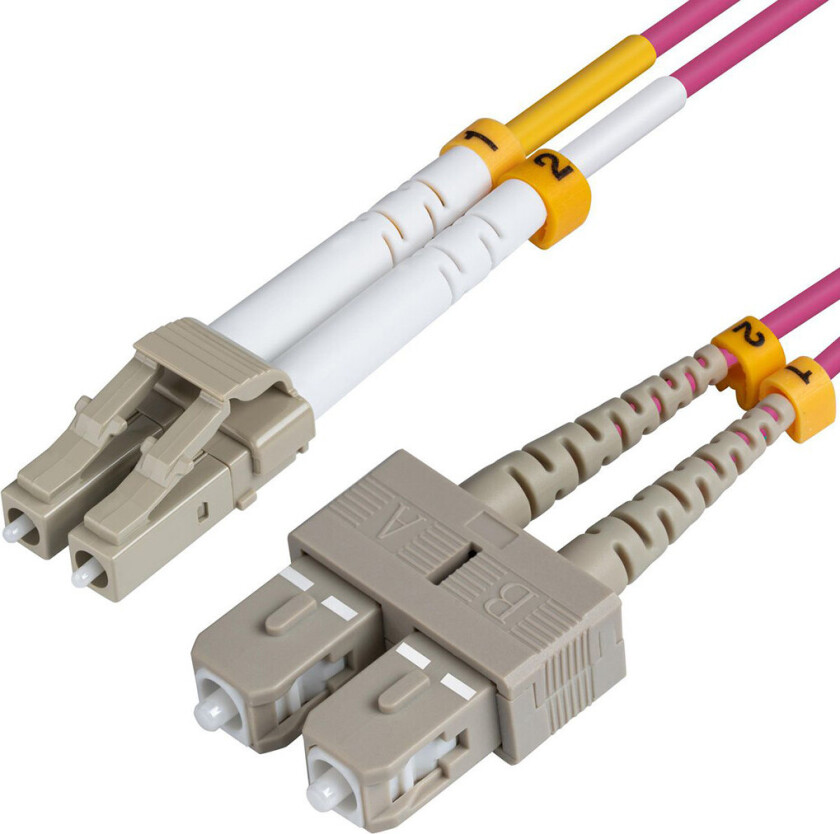 MicroConnect - Nettverkskabel - LC/PC multimodus (hann) til SC/PC multimodus (hann) - 1 m. - fiberoptikk - 50 / 125 my - OM4 - halogenfri - fiolett erica