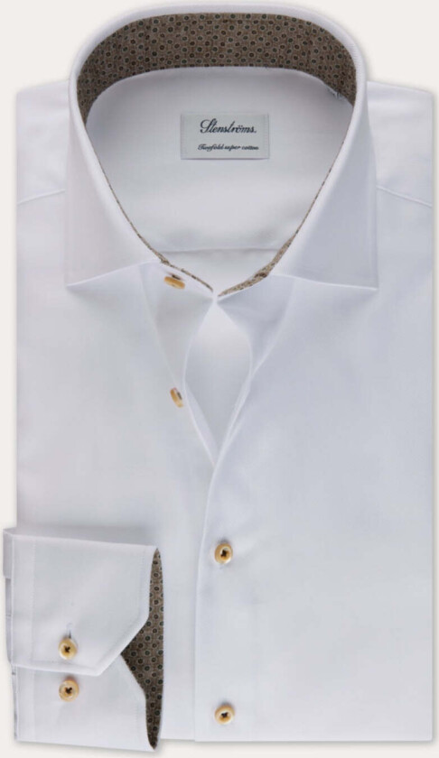 FITTED BODY CONTRAST TWILL SHIRT Hvit, 47