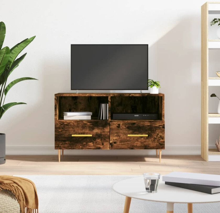 TV-benk røkt eik 80x36x50 cm konstruert tre