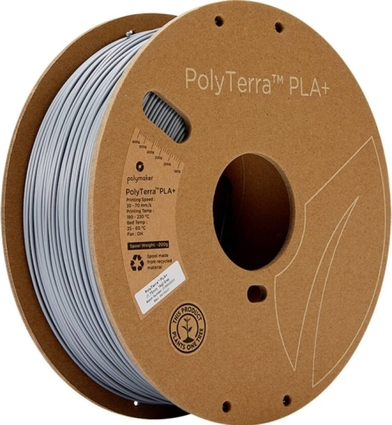 Polymaker Pm70947 Regular Filament Pla+ Med Lavere Kunststofindhold, Høj Grad Af Stivhed 1.75 Mm 1000 G Grå Polyterra™ 1 Stk
