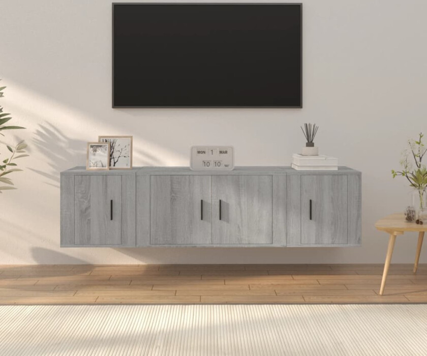 TV-skapsett 3 deler grå sonoma konstruert tre