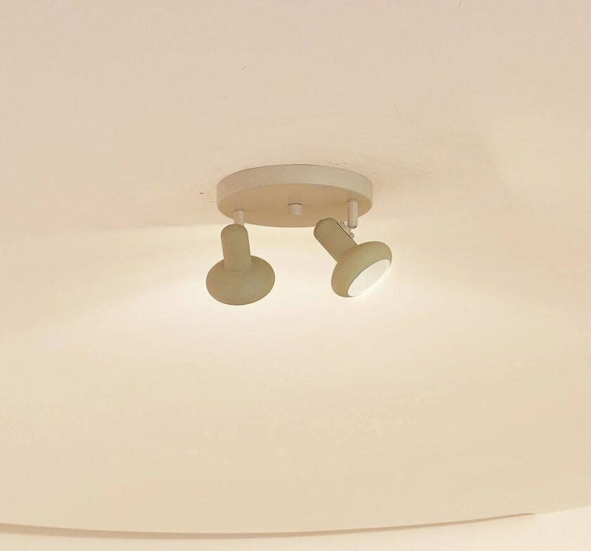 Huby downlight, 2 lyskilder, kremfarget/lysegrønn, jern