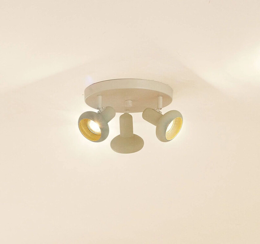 Huby downlight, 3 lyskilder, kremfarget/lysegrønn, jern