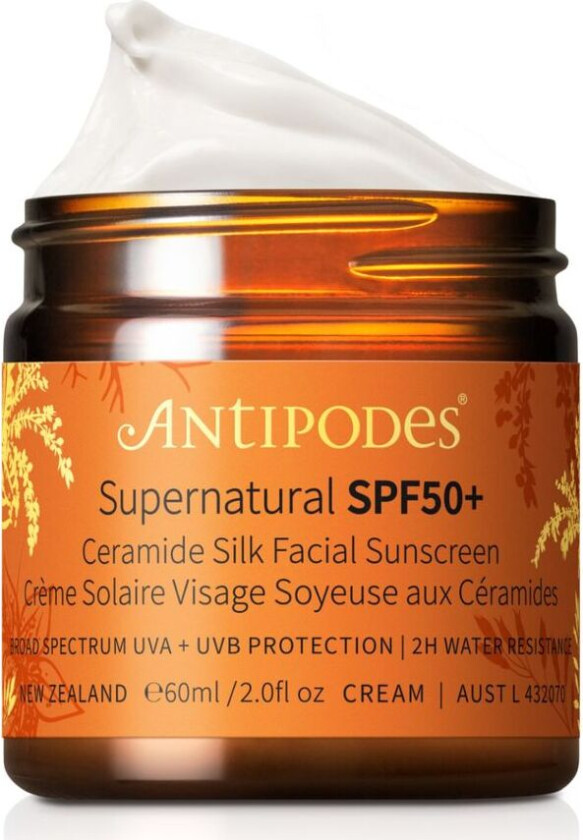 Supernatural SPF50 Ceramide Silk Facial Sunscreen 60ml