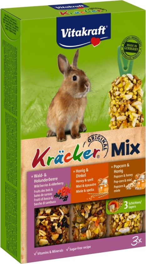 25338, Kanin, Popcorn, Frukt, Honning, 160 G, 1 Stykker, 34 Mm, 110 Mm