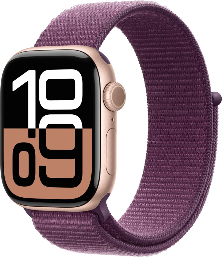 Watch Series 10 GPS 42mm Rose Gold Aluminium Case with Plum Sport Loop