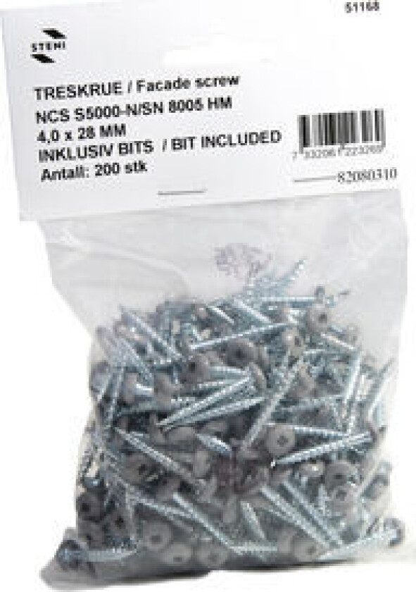 Skrue tre SN 8005 halvmatt PAK 200 4,0 X 28 mm