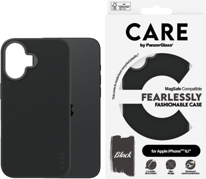 Care By Panzerglass - Baksidedeksel For Mobiltelefon - Magsafe-Samsvar - Termoplast-Polyuretan (Tpu), Polykarbonat (Pc), Oleofobisk Belegg - Svart