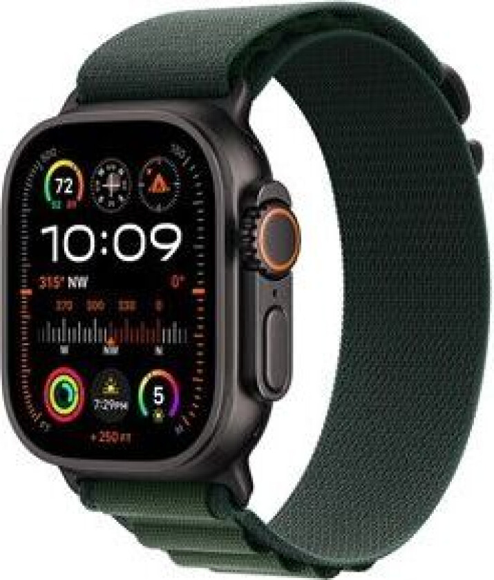 Watch Ultra 2 GPS + Cellular 49mm Black Titanium Case with Dark Green Alpine Loop - Medium