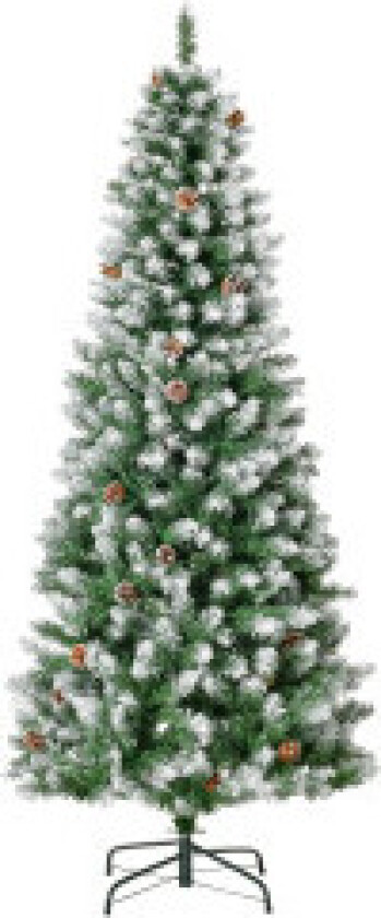 Kunstig juletre, 180 cm juletre med kunstsnø, 630 grenspisser, sammenleggbar sokkel, til julebord, innendørs, grønn + hvit