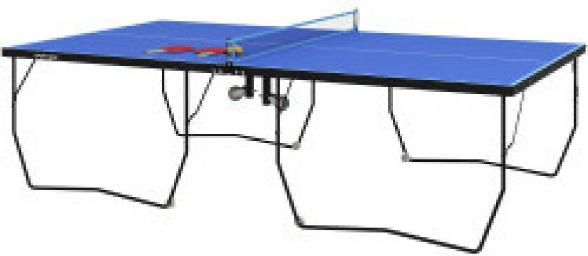 Utendørs bordtennisbord, sammenleggbart bordtennisbord med nett, hjul, 2 bordtennisball, 3 baller, stål, blå, 274x152,5x76cm