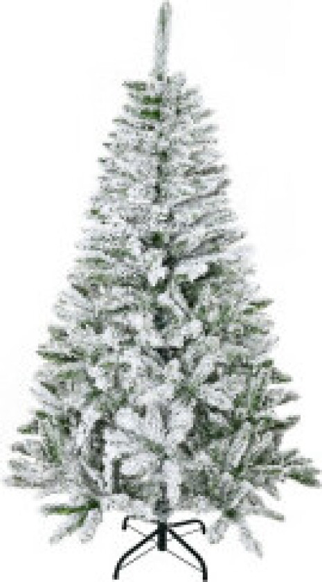 Juletre 150 cm kunstig furutre med kunstsnø, 358 grenspisser, base juletre til julefest, innendørs, grønn