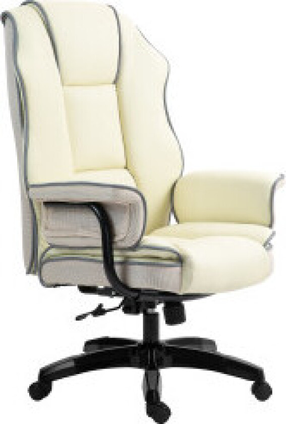 Ergonomisk kontorstol ryggstøtte justerbar, høydejusterbar skrivebordsstol med liggefunksjon, krem