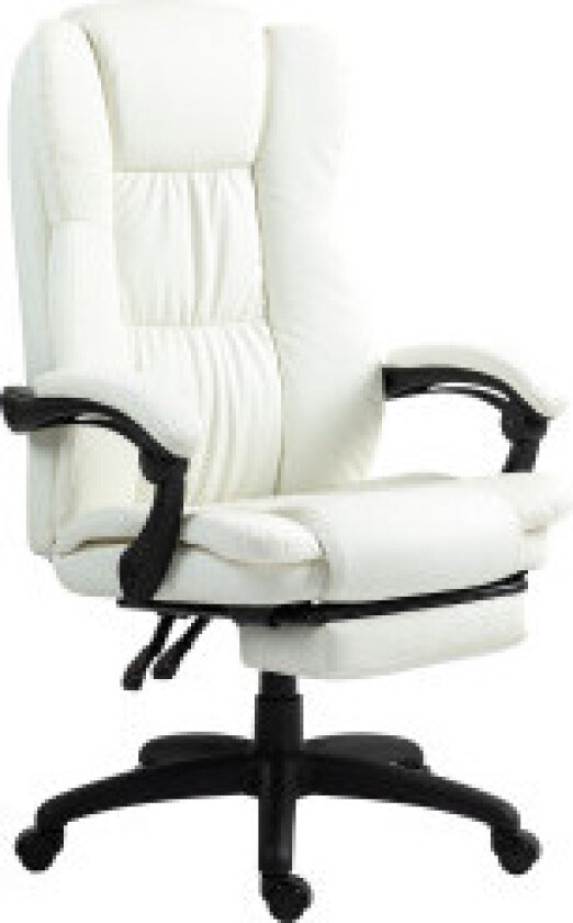 Kontorstol med massasjefunksjon, lederstol med fotstøtte, ergonomisk skrivebordsstol, krem