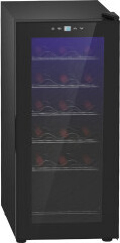 Vinkjøleskap, kompressor for 18 flasker, 50 L drikkekjøleskap med glassdør, 5-18°, flaskekjøleskap med berøringsbryter