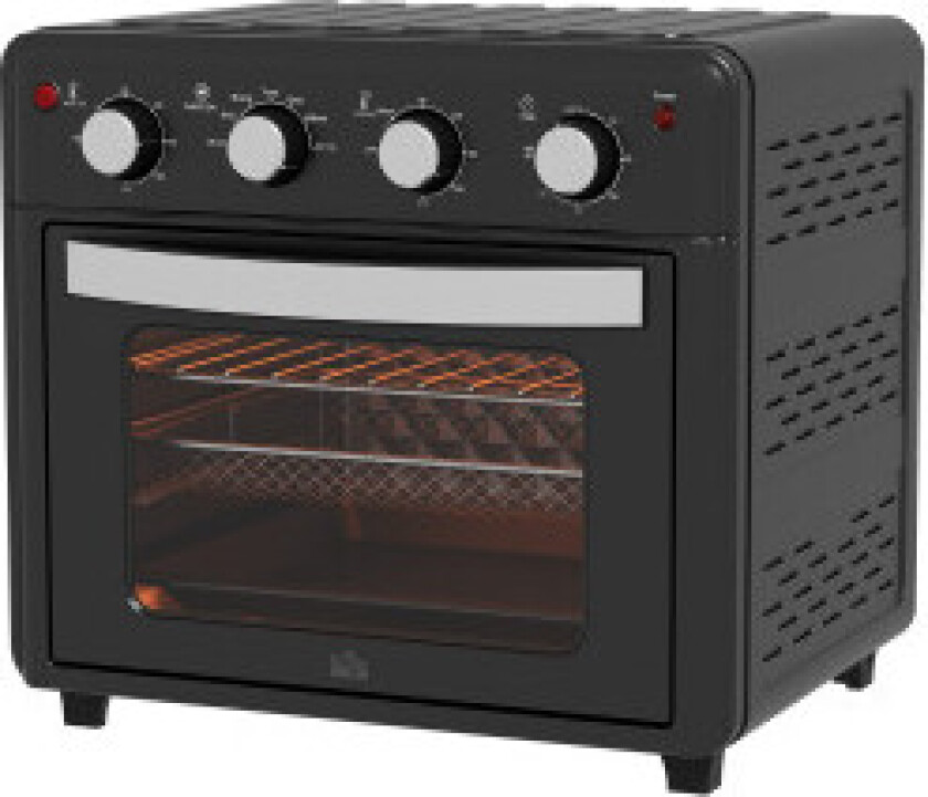 Miniovn med sirkulasjonsluft, 90°C-230°C, 30L, miniovn med stekebrett, grillrist, smulebrett, varmluftfrityrkoker med 7 moduser,