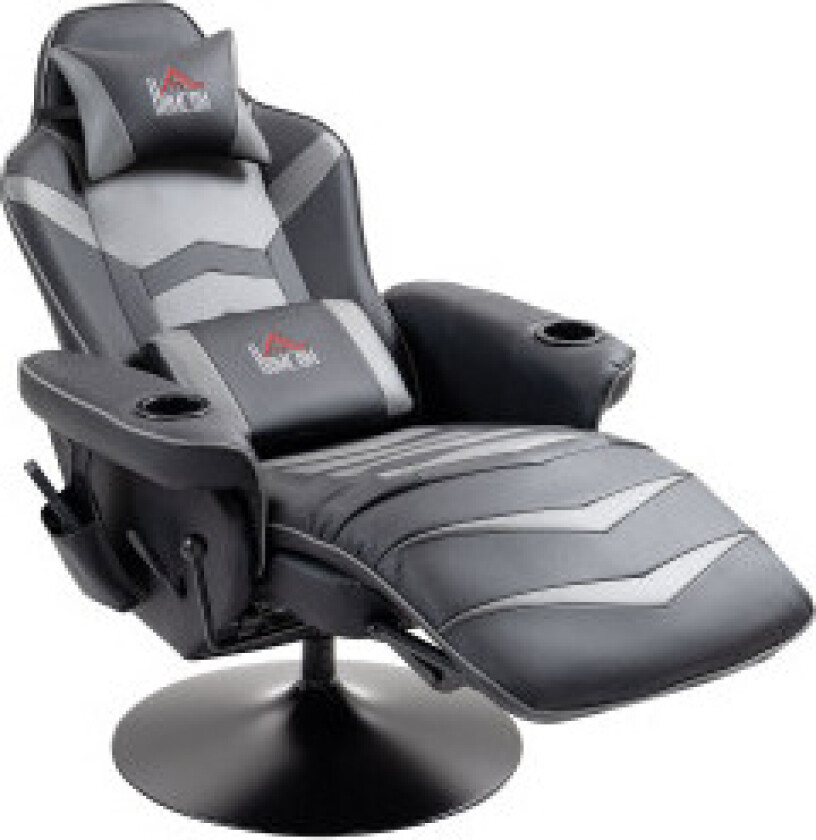 Gamingstol med massasje, 360° rotasjon, 6 massasjepunkter, fotstøtte, avtagbar hodestøtte, kunstskinn, 79,5 x 82,5 x 111,5 cm, g