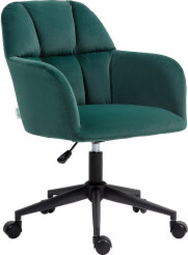 Moderne kontorstol, høydejusterbar skrivebordsstol, svingstol stue, med armlen, fløyelslook, opptil 120 kg, grønn