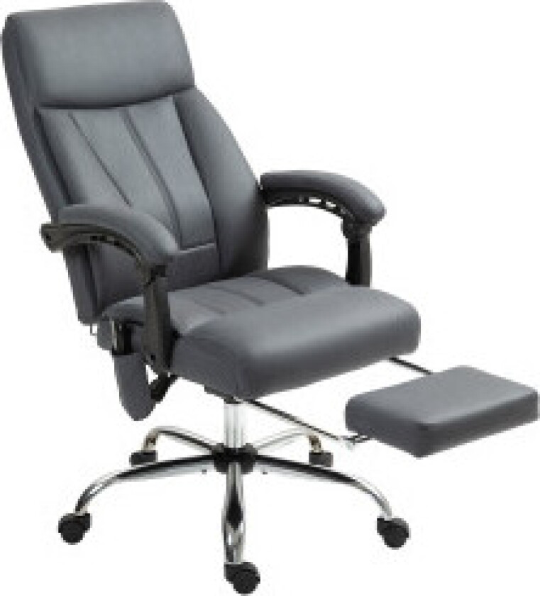 Kontorstol med massasjefunksjon, direktørstol høydejusterbar, med liggefunksjon, ergonomisk, mørkegrå