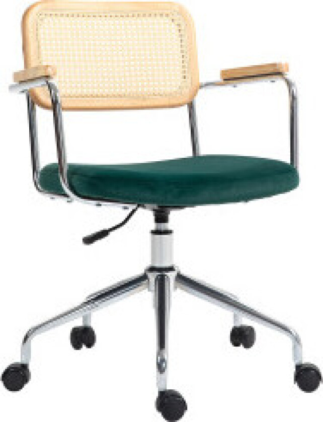 Boho skrivebordsstol, høydejusterbar kontorstol med armlener, vippefunksjon, svingstol, grønn