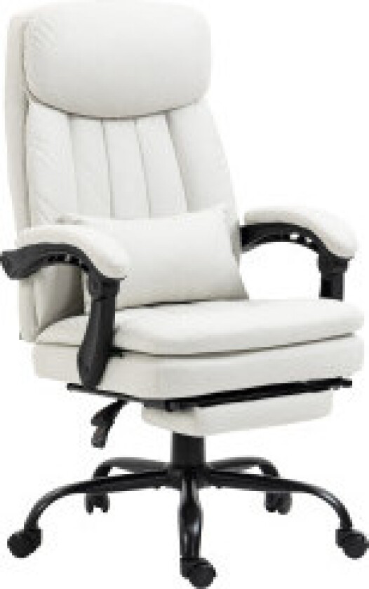 Kontorstol med massasjefunksjon, ergonomisk skrivebordsstol, høydejusterbar lederstol, kremhvit