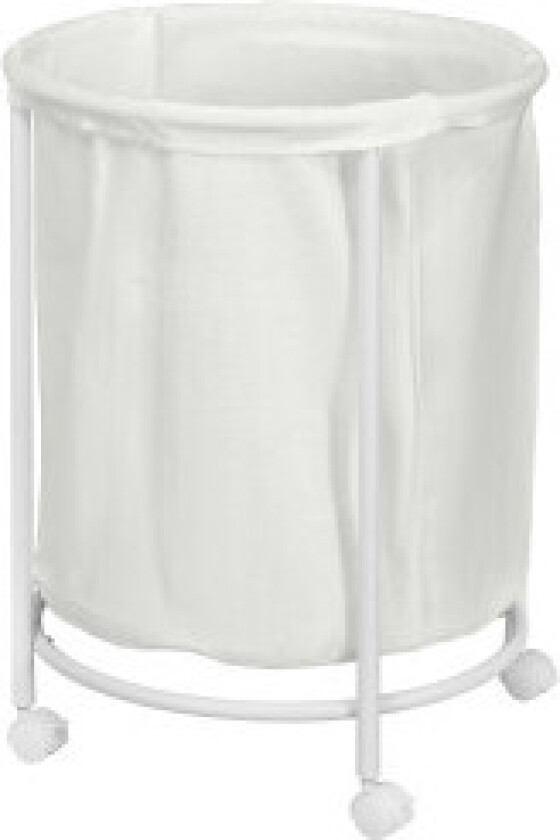 Skittentøyskurv 100L Vaskekurv med hjul, stålramme, Vaskeboks med avtakbar vaskepose for bad, krem