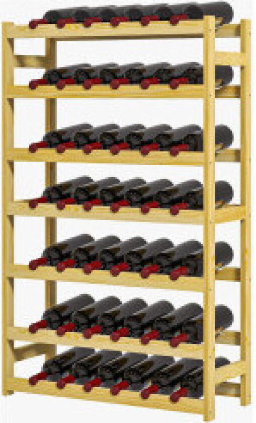 Vinstativ, 63 x 25 x 102 cm, flaskestativ for 42 vinflasker, med 7 nivåer, stående hylle, vinholder med tippebeskyttelse, tre, n