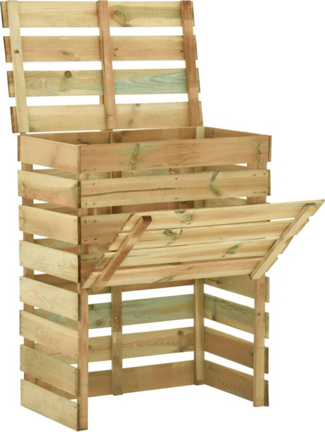 Kompostkasse med lamelldesign 80x50x100 cm impregnert furu