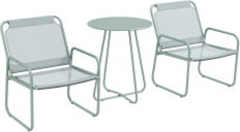 3 stk Bistrosett, balkongmøbelsett inkludert 1 bord, 2 stoler, hagemøbelsett, hagemøbelsett for hage, terrasse, mesh, grønn