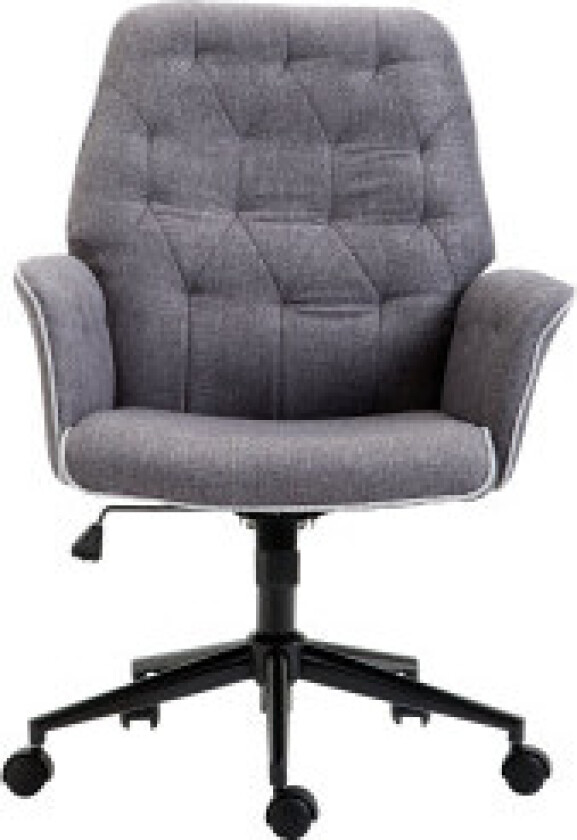 Moderne kontorstol, høydejusterbar skrivebordsstol, med vippefunksjon, PC-stol med linlook, mørkegrå