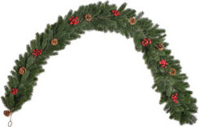 1,9M kunstig julekrans blomsterdekorasjon med kongler Bær julekransgrantre for trapper Peis PE Grønn